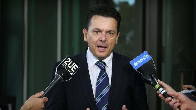 Senator Nick Xenophon at Senate doors parliament House in Canberra.