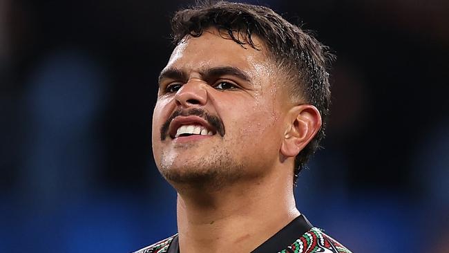 SYDNEY, AUSTRALIA - MAY 19: Latrell Mitchell of the Rabbitohs reacts after losing the round 12 NRL match between South Sydney Rabbitohs and Parramatta Eels at Allianz Stadium on May 19, 2023 in Sydney, Australia. (Photo by Cameron Spencer/Getty Images)