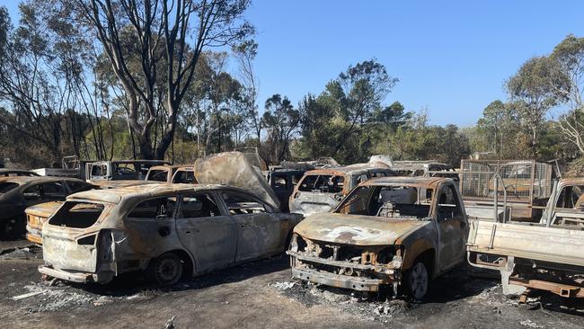 Cars destroyed at Macleay Valley Automotive.