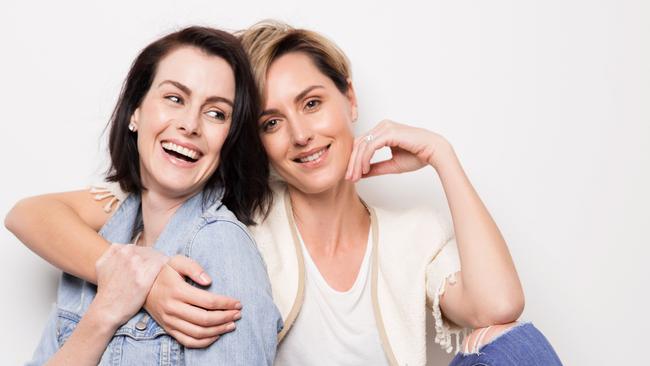 Those Two Girls, Friends Lise Carlaw and Sarah Wills as Hit105’s Saturday breakfast show hosts in Brisbane in 2018.