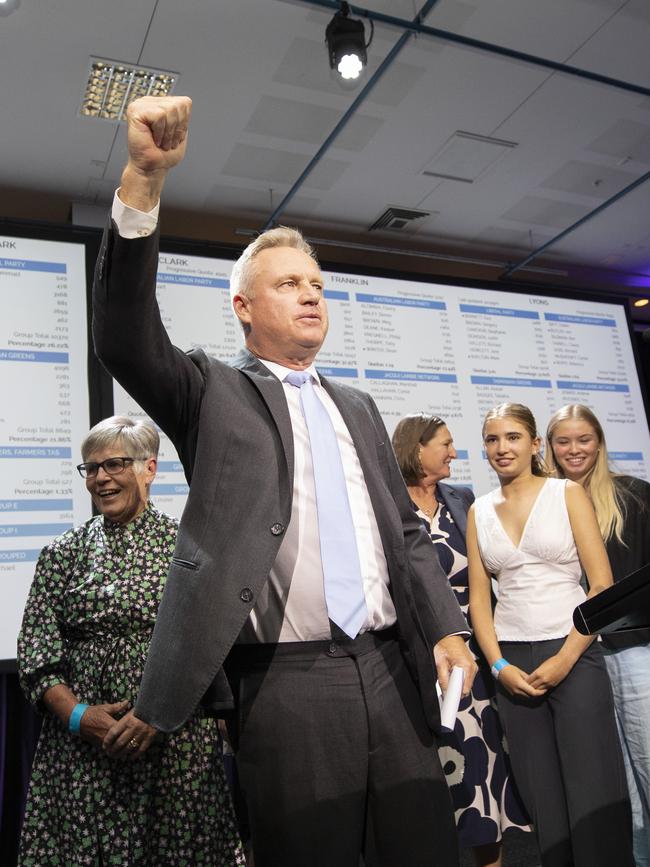 Tasmanian State Election 2024, Premier Jeremy Rockliff in the tally room, Hotel Grand Chancellor. Picture: Chris Kidd