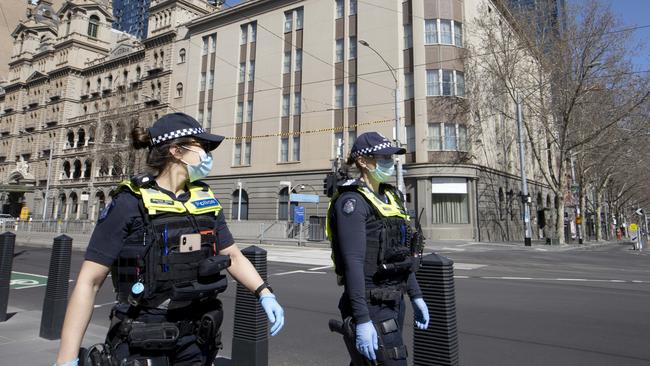 Police officers on patrol in Melbourne CBD. Picture: NCA NewsWire/David Geraghty