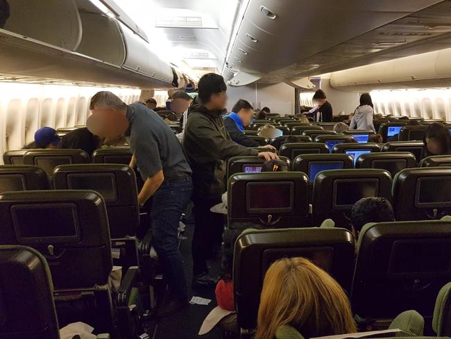 Inside the Qantas flight. Picture: Ted
