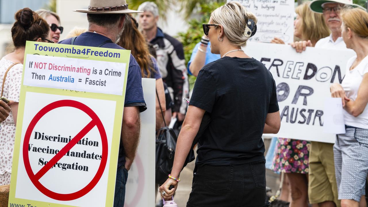 Supporters of Bar Wunder outside Toowoomba Courthouse, Tuesday, January 25, 2022. Picture: Kevin Farmer