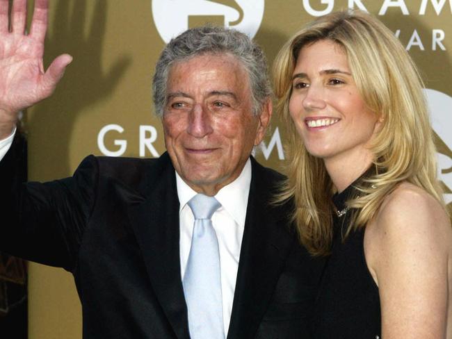 Bennett’s wife Susan was raised on his music and became president of a Tony Bennett fan club as a teenager. Picture: AFP/Robyn Beck