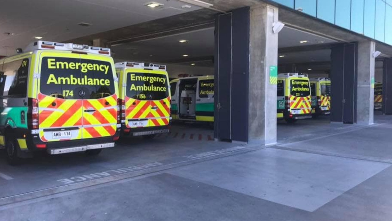 Ambulances ramping at Royal Adelaide Hospital.