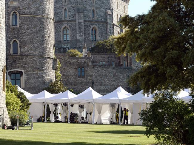 Preparations continue in Windsor ahead of the royal wedding on Saturday. Picture: MEGA