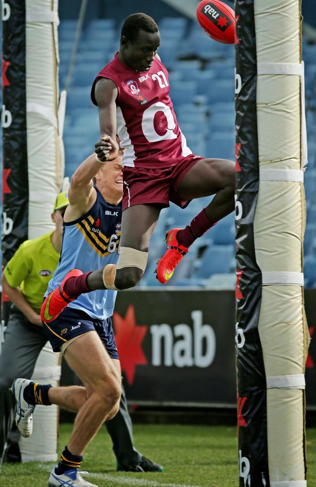 Mabior Chol has an incredible vertical leap. Picture: Colleen Petch