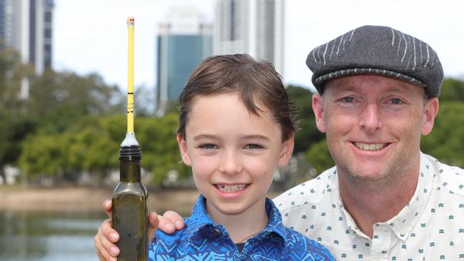 Felix Hooper with dad Derek Hooper. Picture: Glenn Hampson.