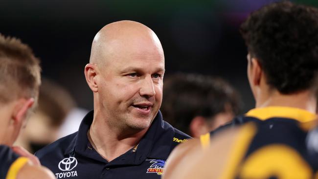 Matthew Nicks was proud of the playing group. Picture: Sarah Reed/AFL Photos via Getty Images