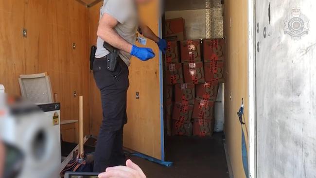 Police find a hidden compartment in the back of the Pantech truck where the boxes are hidden. Source: Queensland Police Service.