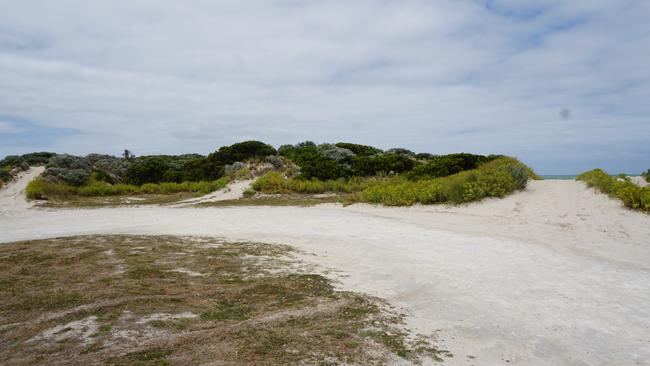 Three beach access points located off Paradise Road, 1km from the surveyed road that runs through the Feast family farm at Wye. Picture: Jessica Ball