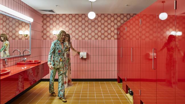 A 1980s nightclub bathroom in Berlin for the Spring Summer 2016 campaign.