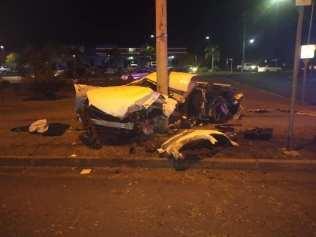 An elderly man has escaped with minor injuries after a high-speed crash.