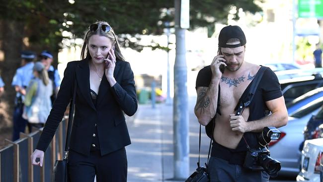 Reporters Eliza Barr and photographer Dylan Robinson after the confrontation. Picture: AAP/Joel Carrett