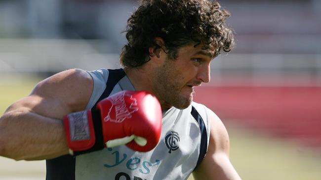 Brendan Fevola shows off his boxing skills during his time at Carlton.