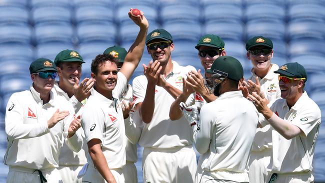 Steve O'Keefe celebrates one of two six wicket hauls in the match.