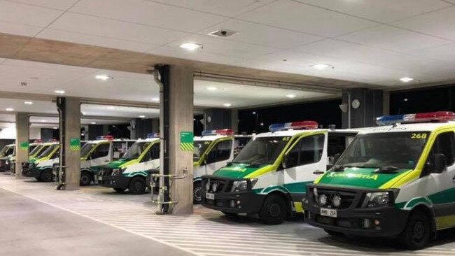 Ambulance ramping at the Royal Adelaide Hospital last November. Picture: Ambulance Employees Association Facebook page