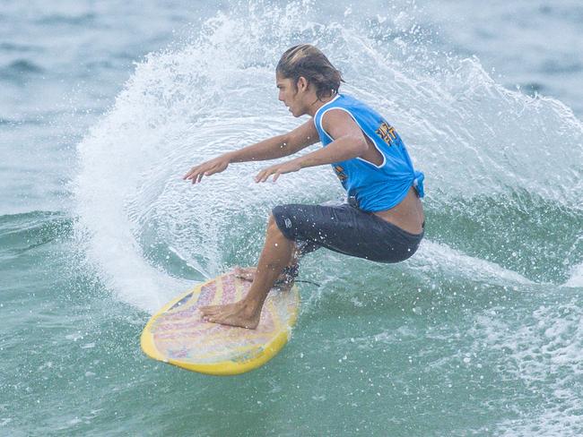 Early Saturday heats of The Burleigh Heads Boardriders Single Fin Festival. Picture: Glenn Campbell