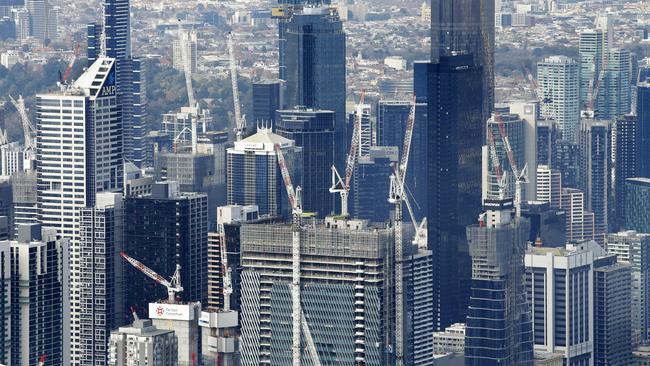 High investor demand early in the decade is still being seen today as cranes across Melbourne’s CBD complete new apartment towers. Picture: David Caird