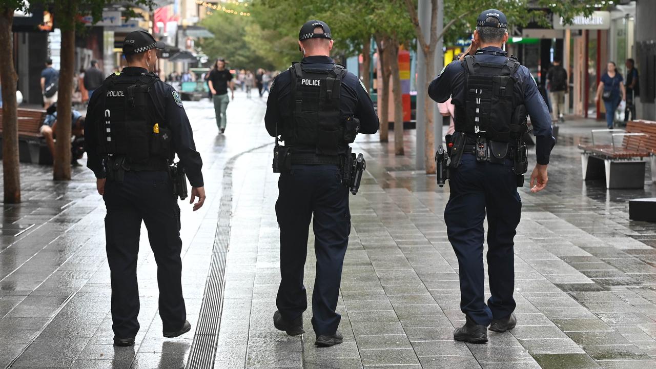 Police patrols in Rundle Mall on Thursday. Picture: Keryn Stevens