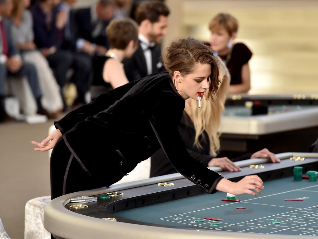 Kristen Stewart and Lara Stone attend the Chanel show. Picture: Getty