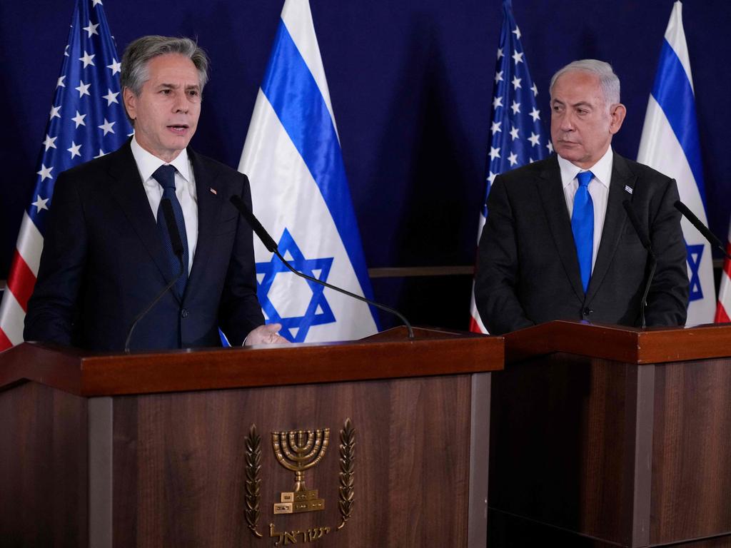 US Secretary of State Antony Blinken reiterated America’s support in a meeting with Israeli Prime Minister Benjamin Netanyahu. Picture: AFP