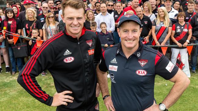 Brendon Goddard and coach John Worsfold. Picture: Mark Dadswell