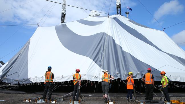 Cirque du Soleil's new production travels to each city with more than 85 containers carrying the Cirque du Soleil village. Photo by Jason McCawley/Getty Images