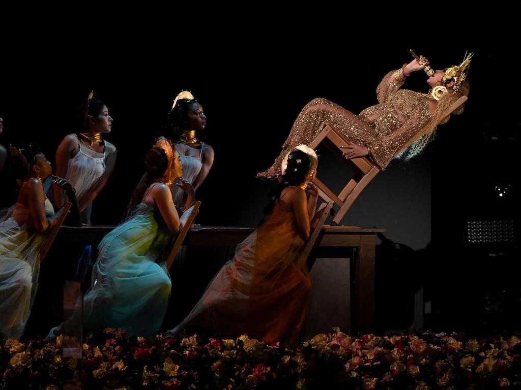 Beyonce performs onstage during The 59th GRAMMY Awards at STAPLES Center on February 12, 2017 in Los Angeles, California. Picture: Getty