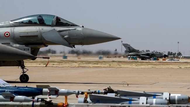 A US-made F16 aircraft prepares for take off. Picture: AFP