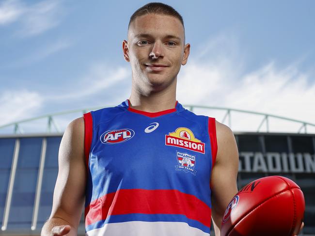 NCA. MELBOURNE, AUSTRALIA. 21th November 2024.  AFL Draft at Marvel Stadium.   First round draft selections gather at Marvel Stadium the morning after the draft  . Cooper Hynes, drafted to the Western Bulldogs at pick 20 in last nights draft. Picture: Michael Klein