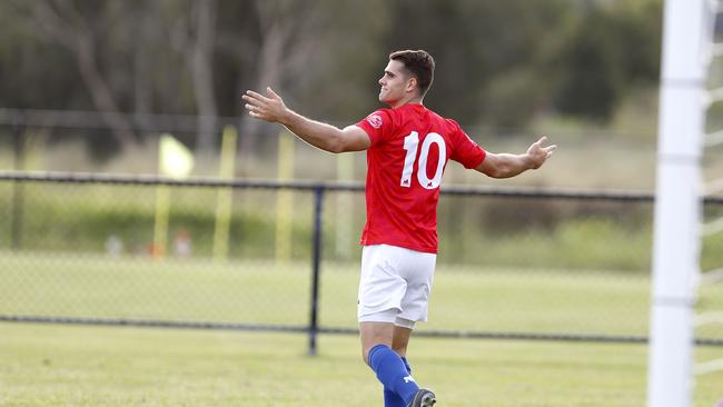 Gold Coast Knights' Dean Wernerson in action in the Gold Coast Premier League soccer, Gold Coast Knights v Murwillumbah match . Picture: Jerad Williams