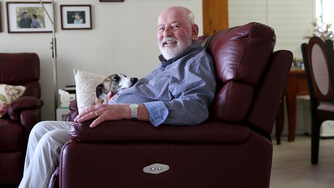 Grahame Smith, with his dog Jesse in the Blue Mountains, is seeking a pathway to quality care for all people dealing with dementia. Picture: Jane Dempster