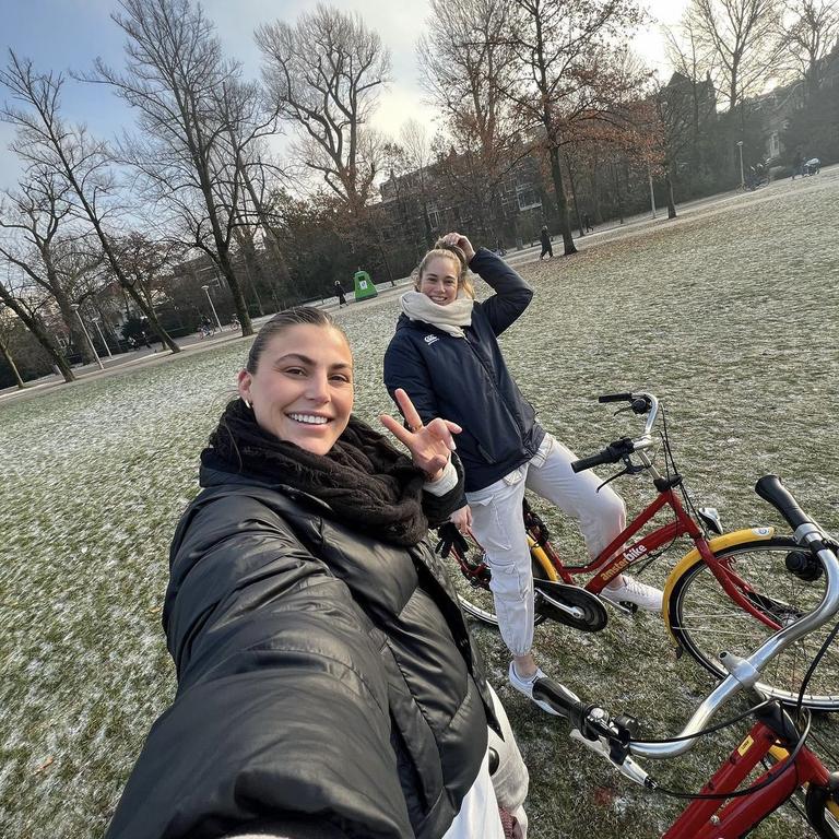 NRLW stars Jessica Sergis and Kezie Apps on holiday in Amsterdam. Picture: Instagram