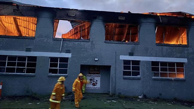 The Fish Creek footy netball club rooms after being burnt down earlier this month. Picture: Contributed.