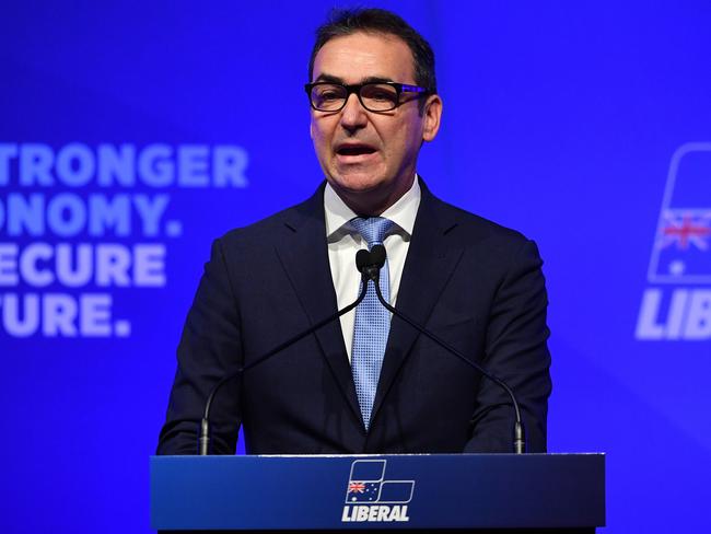 Premier Steven Marshall was in Sydney on Saturday, addressing the 60th federal council of the Liberal Party. AAP Image/Joel Carrett