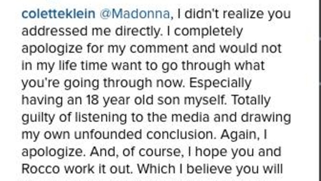 Madonna instagram comment