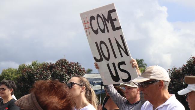 Protesters at the Broadwater Parklands rally. Picture: Supplied / Melanie Arnost.