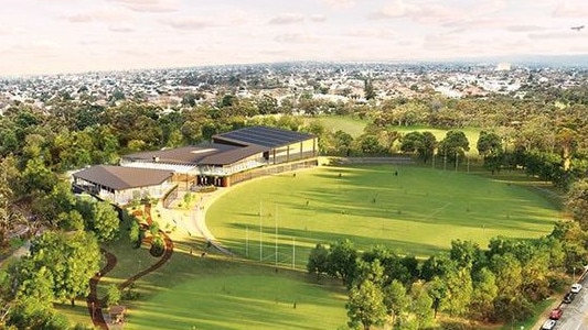 An artist’s impression of what the Adelaide Crows have planned for the Adelaide Aquatic Centre site.