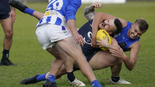 Kaleb Brice lays a tackle. Picture: Valeriu Campan