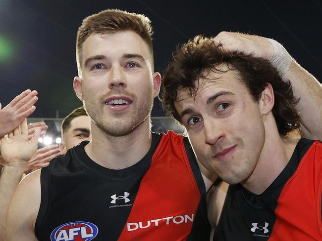 Zach Merrett, captain of the Bombers and Andrew McGrath. Pic: Michael Klein