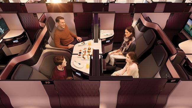 Qatar Airways’ innovative QSuites product has been named best business class cabin in the annual Skytrax awards. Picture: Qatar