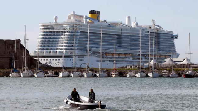 The Costa Smeralda cruise ship docked in the Civitavecchia port, north of Rome. Picture: AFP