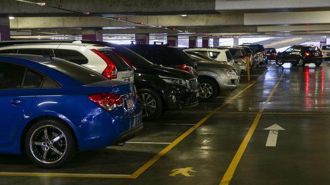 Sydney Airport parking station presented a tyre-squeaking full house on Wedneday. Picture: Justin Lloyd