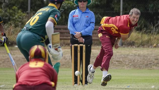 DDCA: Dandenong West bowler Peter Atkinson. Picture: Valeriu Campan