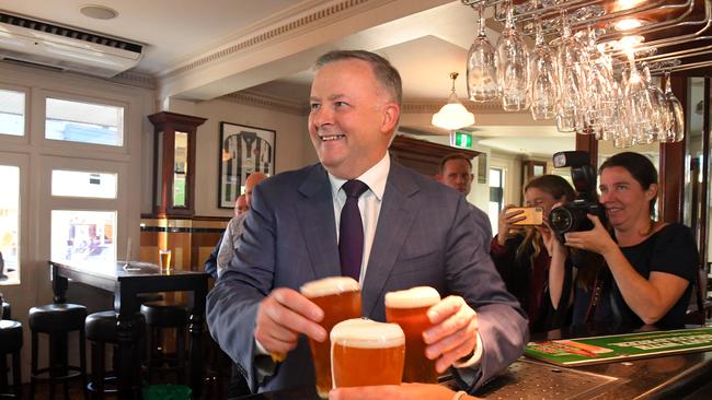 Member for Grayndler Anthony Albanese at the Unity Hall Hotel in Balmain, Sydney. Picture: AAP/Dylan Coker