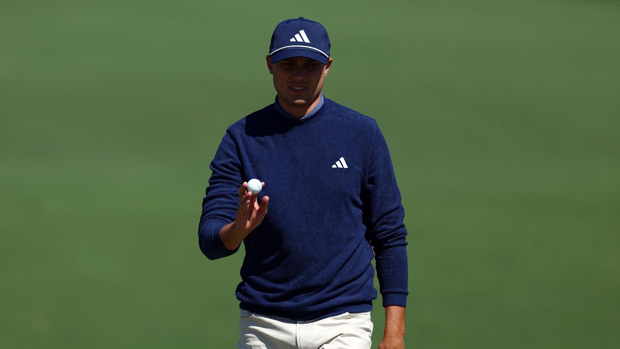 Ludvig Aberg of Sweden reacts on the second green during the second round of the 2024 Masters Tournament at Augusta National Golf Club on April 12, 2024 in Augusta, Georgia. Maddie Meyer/Getty Images/AFP (Photo by Maddie Meyer / GETTY IMAGES NORTH AMERICA / Getty Images via AFP)