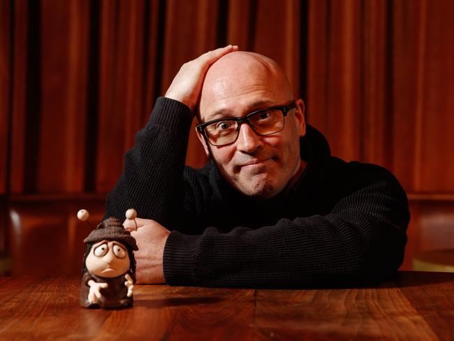 Australian Oscar winning Director Adam Elliott with Grace, voiced by Sarah Snook, in Sydney ahead of the premier of his new film, Monday, September 30, 2024 . Picture: Nikki Short