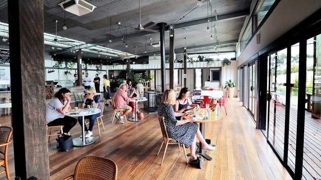 The rustic farmhouse dining room of La Cantina at Common Ground Project. Picture Rebecca Michael.